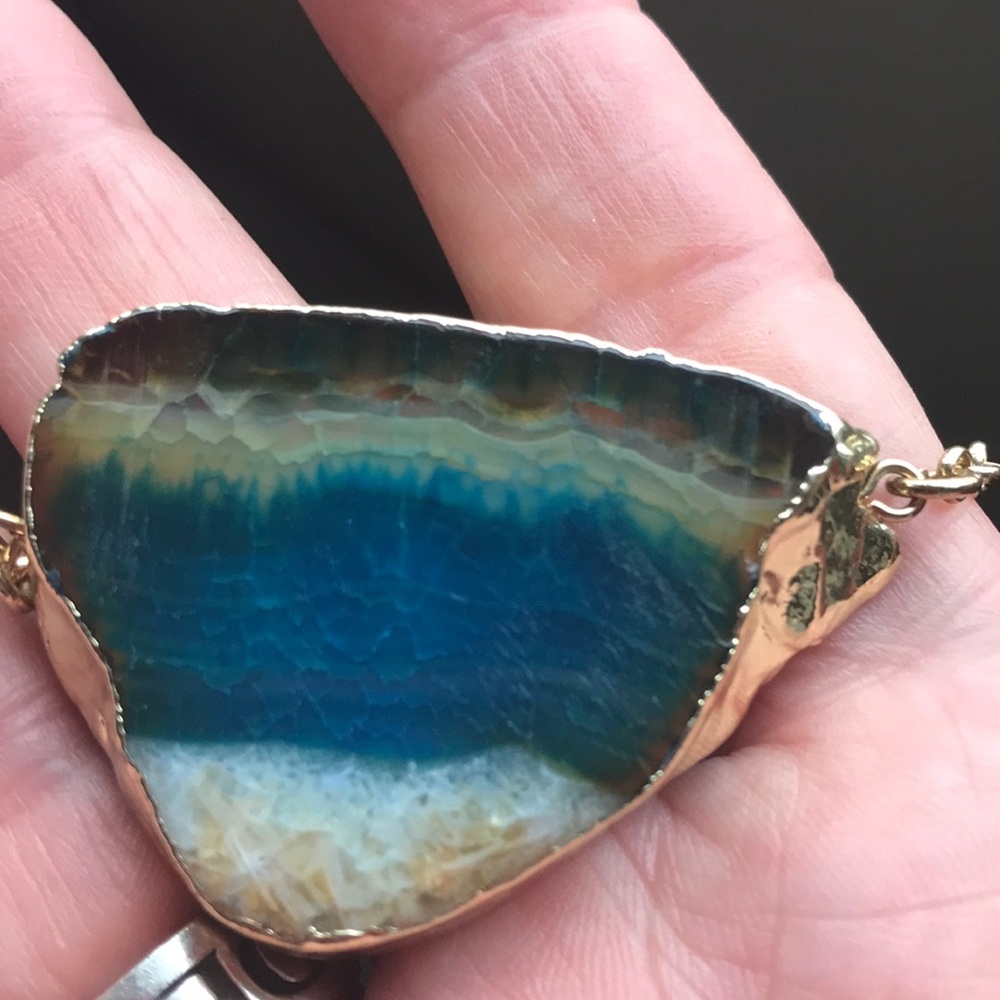 Stone necklace with gold